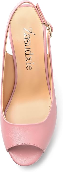 Womens Peep Toe Wedge Heels Matte Fashion Cork Slingback Pumps Platform Wedge Sandals 3.94 Inches