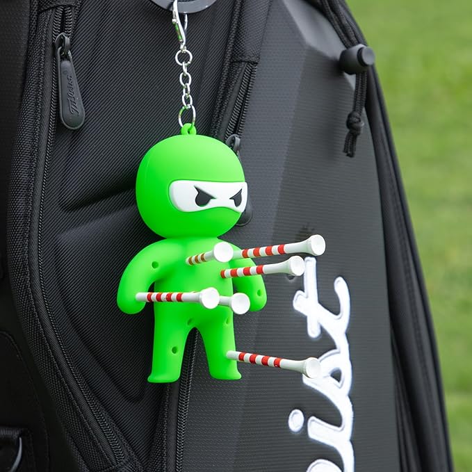 Golf Tee Holder, Ninja Portable Funny Golf Tees Holder Keychain Golf Gift Golf Accessories for Men & Women