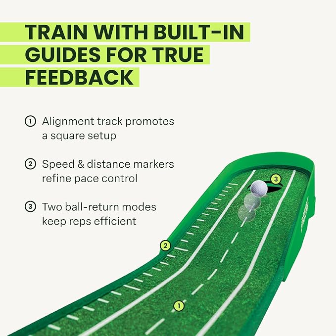 Perfect Practice Golf Putting Mat - Portable Putting Green, Indoor & Outdoor Practice, with Ball Return - Golf Training Aid for Home, Office, Backyard - Golfing Gifts for Men