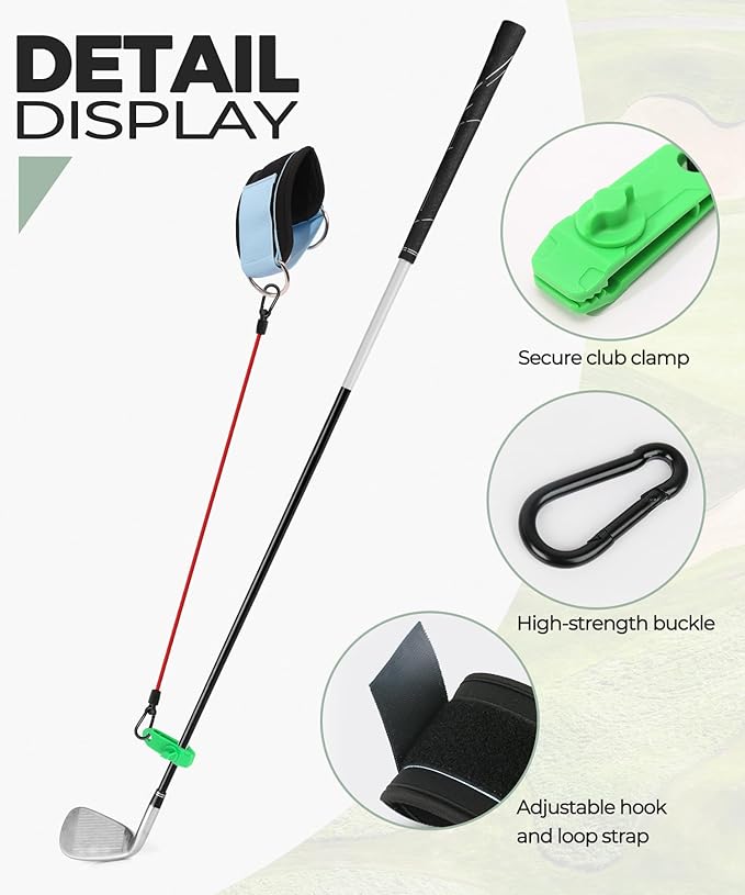 Golf Swing Trainer Resistance Band Portable Elastic Swing Training Aid for Power, Tempo & Flexibility, Improve Swing Posture & Strength, Ideal for Indoor & Outdoor Practice