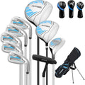 10 Pieces Golf Clubs Full Set Mens Right Hand,Golf Set Includes Stand Bag with Rain Hood, 1#Driver 3#Wood #5 Hybrid,with 3 Head Covers, 6# 7# 8# 9# PW# Irons and Putter