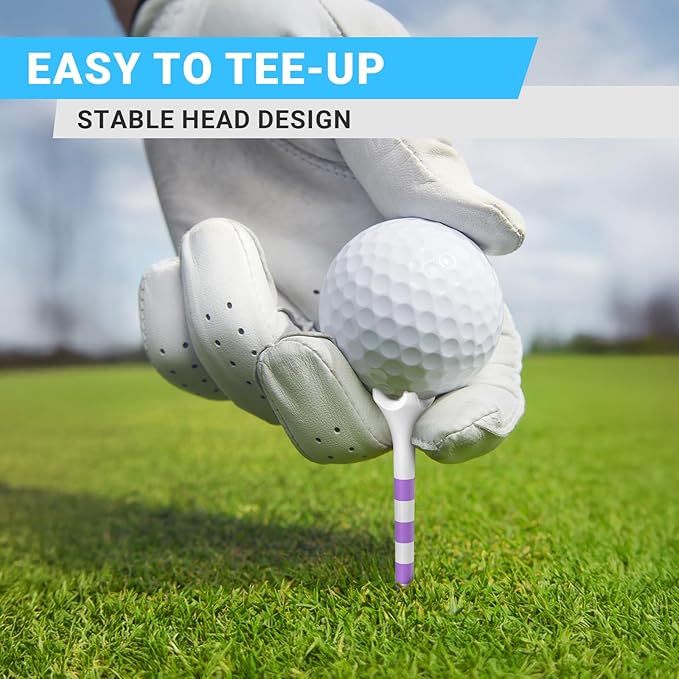 Professional Plastic Golf Tees 100 Pack (3-1/4" or 2-3/4"), Enhanced Durability & Stability, Engineered to Minimize Friction and Side Spin