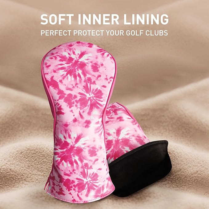 FINGER TEN Golf Club Head Covers for Woods Driver Fairway Hybrid with Interchangeable Number Tag 1 3 5 Premium Leather Headcovers for Women Men