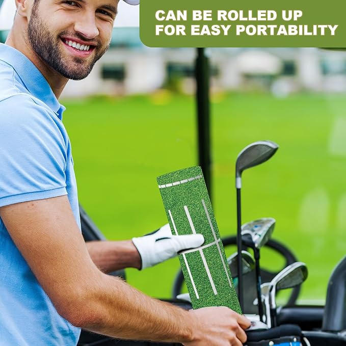 Golf Putting Mats Practice Indoor 30 x 8.27 Inch Golf Putting Practice Training Aid Alignment Track Green Mat Exercise Putter Training Supplies