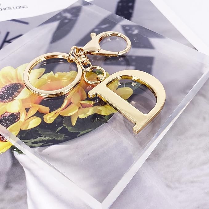 LAXPICOL Gold Letter A-Z Keychain for Women Bag Charms Purse Charms For Handbags Metal Alphabet Initial Letter Keychain
