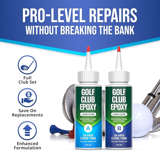 Golf Club Epoxy – Epoxy Glue for Golf Club Repair for All Golf Shafts, Heads, Drivers, Putters, and Irons, Works on Graphite & Steel Shafts