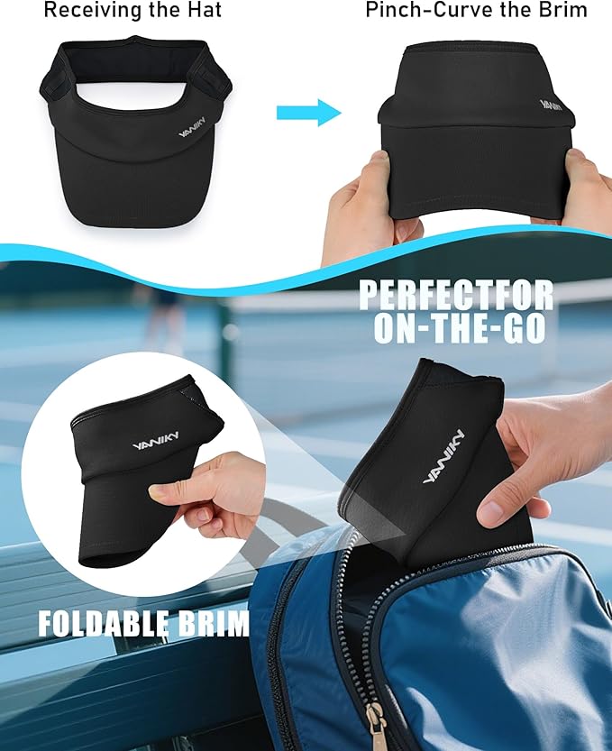 Sports Sun Visor Hats for Women Men Lightweight Breathable Cooling Stretchy Visors Foldable UPF 50+ for Running Tennis Golf