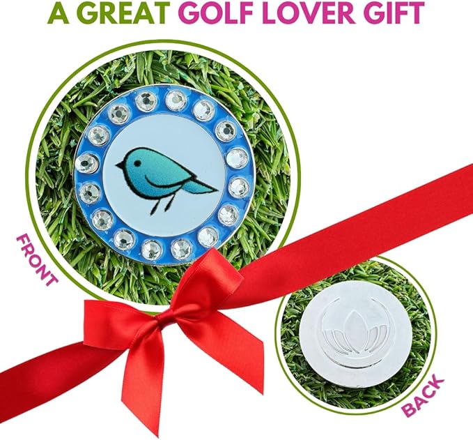 Bling Golf Ball Marker Hat Clip | Magnetic Ball Marker for Women | Stylish Golf Hat Clip Ball Marker for Female Golfers Fun Gift Idea with Strong Magnet for Hat, Visor, Golf Accessories