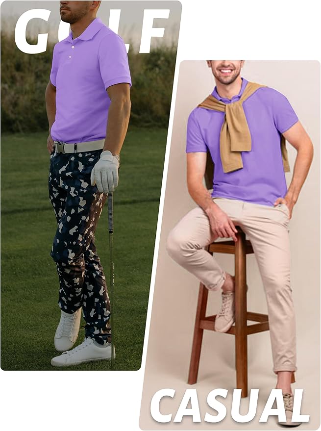 TACVASEN Mens Golf Shirt Dry Fit Mens Polo Shirts Short Sleeve Performance Golf Polos for Men with Collar Work Shirts