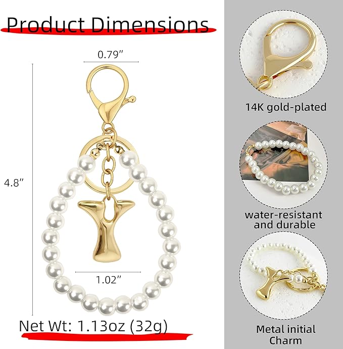Gold Bubble Heart, Cherry, Bow & More Designs Letter Initial Keychain Bag Charms – Cute Purse Charms for Handbags