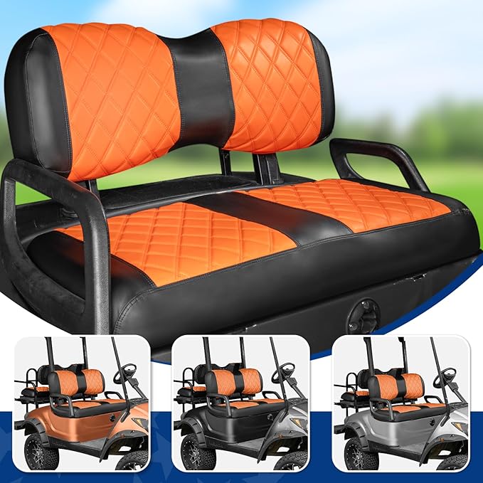 NOKINS 4PCS Golf Cart Diamond Seat Covers Kit,Front and Rear Seat Covers Fits for EZGO/Club Car/Yamaha Original Regular Seat Cushion, No Stapler