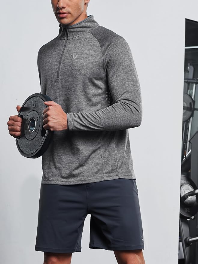 NORTHYARD Quarter Zip Pullover Men Running Shirt Long Sleeve Moisture Wicking Quick Dry Athletic Workout Shirts