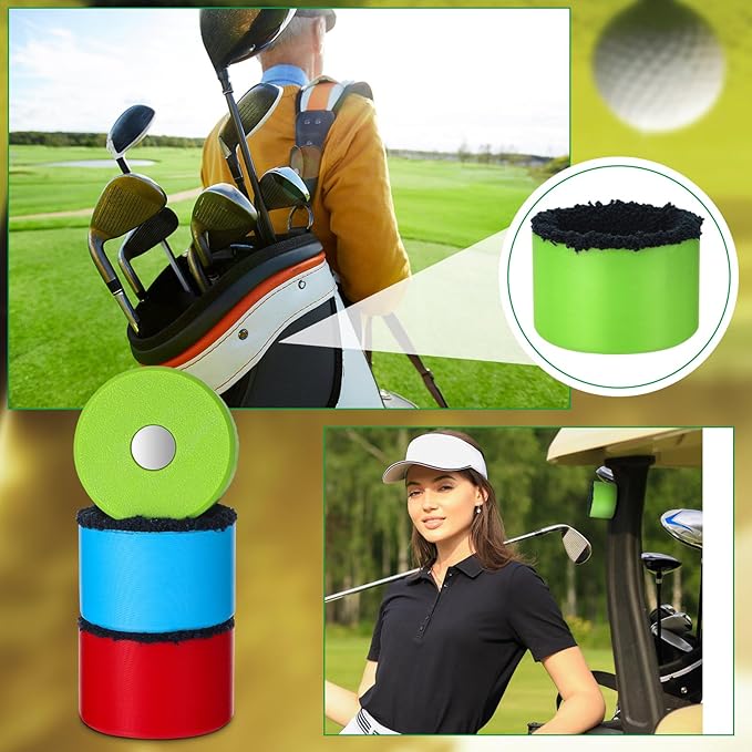 Zhehao 3 Pack Magnetic Golf Ball Washer 3D Printed Golf Ball Cleaner Portable Sport Cleaning Tools Magnetic Back Easy Mount on Club, Trolley and Cart for Course, 2.1"
