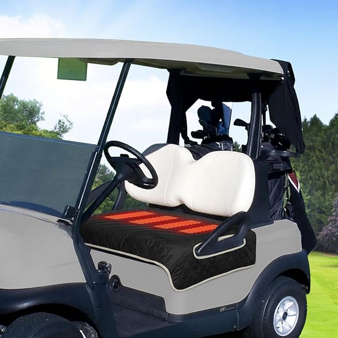 Heated Golf Cart Seat Cover,Non-Slip Winter Golf Cart Seat,Universal Fit, Easy Installation,4 Heating Zones, USB/Type-C Powered, Non-Slip & Waterproof, Ideal Golf Gift for Men