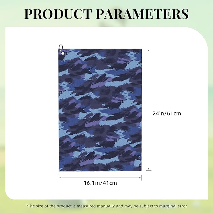 Navy Camo Golf Towel with Carabiner Clip 24"x16" Purple Blue Camouflage Golf Towels for Golf Bags Microfiber Waffle Funny Golf Rag for Disc Balls Clubs Golfs Accessories for Men Women Dad