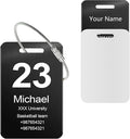 Customized Stainless Steel Luggage Tags: Personalize Your Suitcases, Backpacks, and Bags with Your Text - Custom Initial Text Name ID,Number 2"x3.3"(4 Pack)