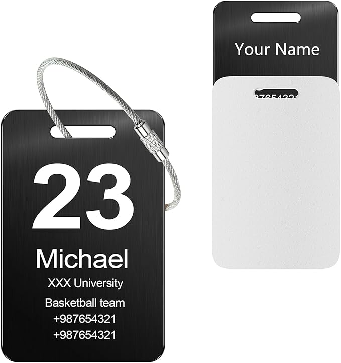 Customized Stainless Steel Luggage Tags: Personalize Your Suitcases, Backpacks, and Bags with Your Text - Custom Initial Text Name ID,Number 2"x3.3"