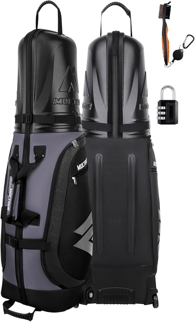 Golf Travel Bags for Airlines with Wheels & ABS Hard Case Top, Protect Your Clubs, Waterproof 1680D Oxford Fabric and Oversize Tank Wheels, Lightweight and Easy to Maneuver