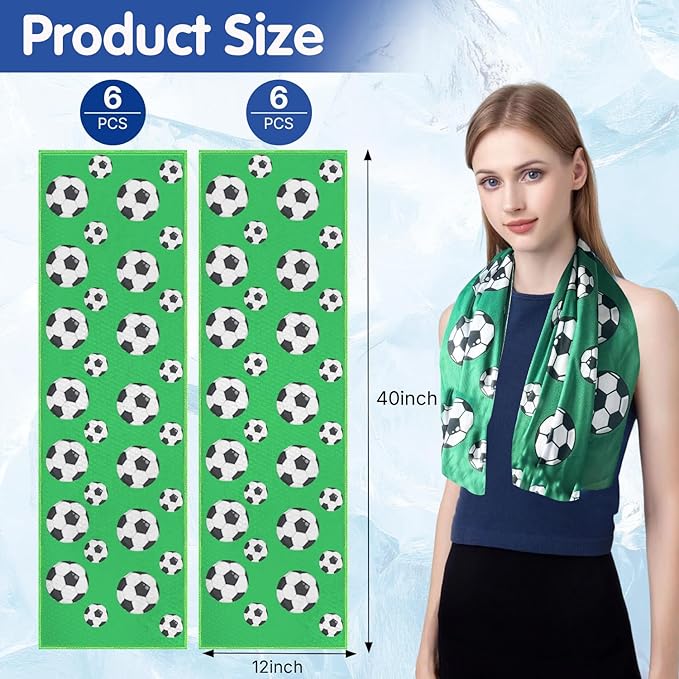 OPSO Soccer Cooling Towel Set, 40 x 12 inches, 12 Pack, Microfiber Sports Towels for Baseball, Soccer, Golf LCE Towel Microfiber Sports Towels for Player