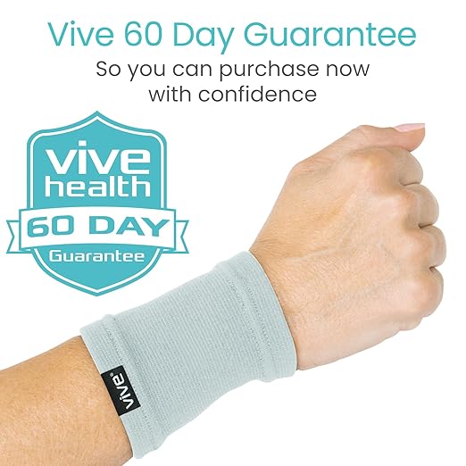 Vive Wrist Compression Sleeves for Women & Men (Pair) - Elastic Support Wristband for Pain Relief & Circulation - Wrist Support for Carpal Tunnel, Arthritis, Tendonitis - Great for Sports Injury