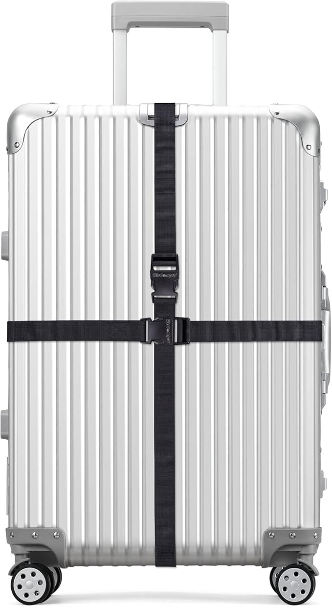 Wisdompro Luggage Strap, 2 Pack Heavy Duty Utility Strap with Quick Release Buckle, Adjustable Nylon Strap for Suitcases, Backpacking, Sleeping Bag Compression - 68 inches, Black