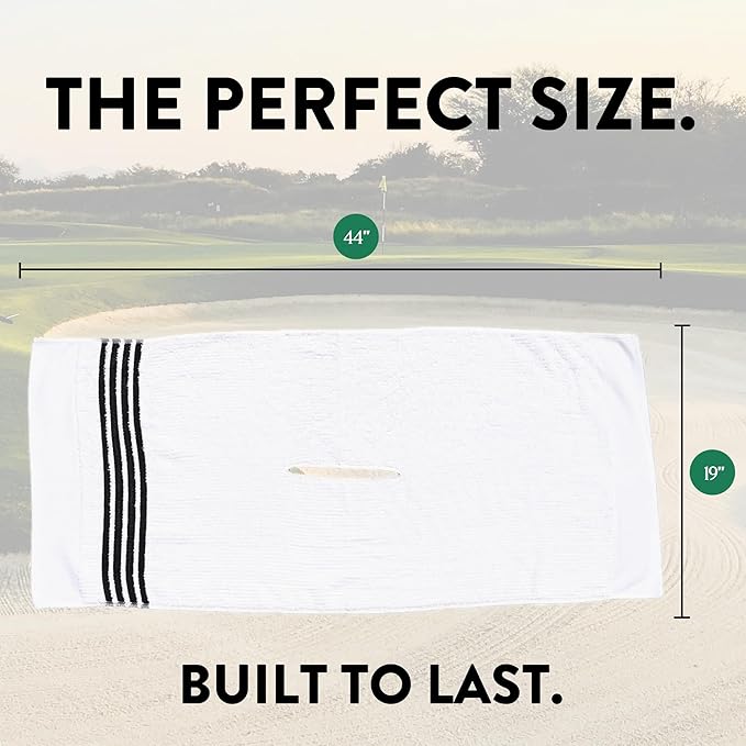 The Tour Towel | Large Golf Caddy Towel Terry Cloth, Absorbent 19" x 44", Center Cut, Perfect Hang Golf Cart Accessory and Golf Bag, Multiple Colors