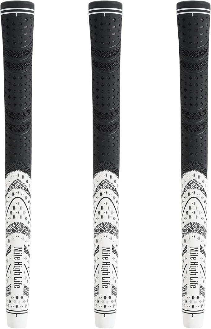 Mile High Life Golf Grips 13 Pack / 3 Pack - All-Weather Soft Rubber Golf Club Grips - High Shock Absorption, Enhanced Traction - Standard, Midsize & Jumbo Size (Core 0.58"-0.61")
