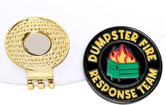 Dumpster Fire Golf Ball Marker, Dumpster Fire Response Team Magnetic Ball Marker Hat Clip, Everything is Fine Golf Accessories for Men and Women Golf Lovers