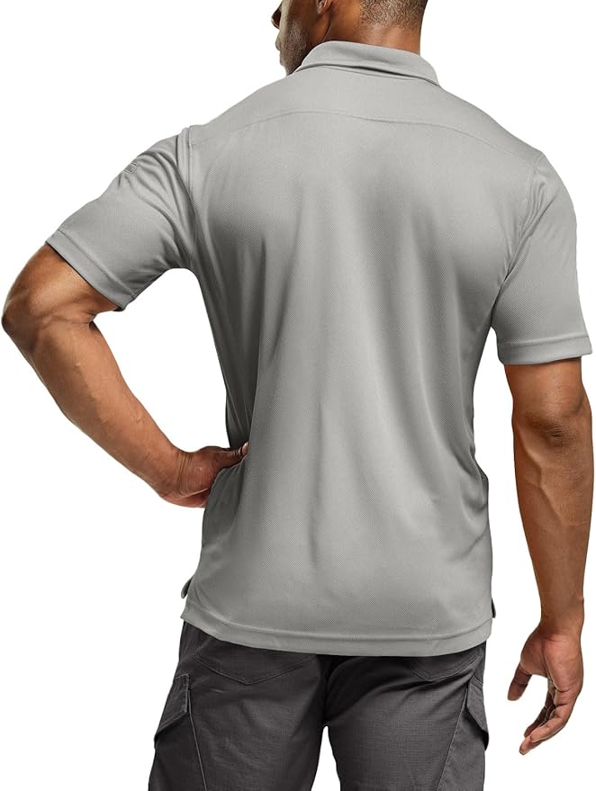 CQR Men's Polo Shirts, Tactical Short Sleeve Golf Performance Shirts, Lightweight Dry Fit UPF 50+ Pique