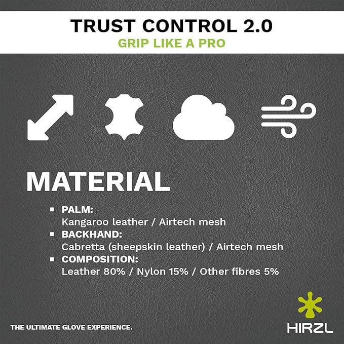 HIRZL Trust Control 2.0 Golf Gloves, All Weather Mens Golf Glove, White/Black, Kangaroo Leather Palm, Cabretta Leather Backhand, Trusted by Pro’s, Sweat Free, Ultimate Grip