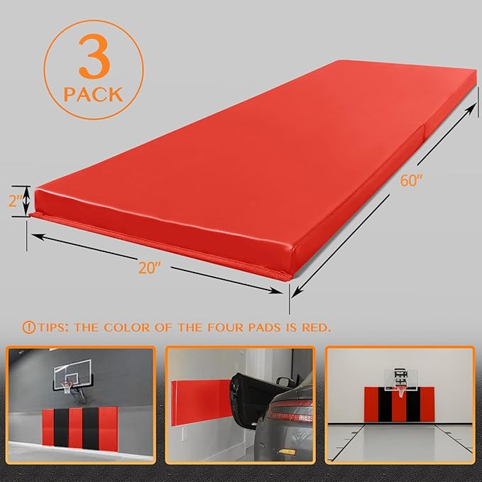 PROGOAL Gym Wall Paddings Basketball Court Wall Protection Pad - 2”Thick Foam Wall Mat Durable Protector for Wall-Mounted Basketball Hoops Garage Taekwondo（60" Lx20 W）