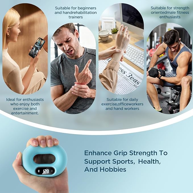 Smart Grip Trainer, Supports Multiple Game Interaction and HID Mode Video Browsing,Hand Gripper for Fitness, Stress Relief and Rehabilitation Training, Hand Exerciser