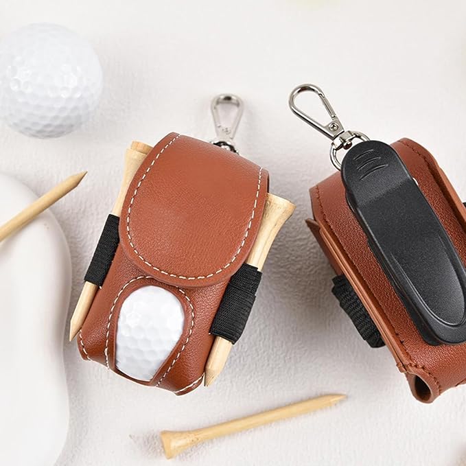 Drawelry Personalized Golf Balls Bag, Mini Golf Ball Pouch Storage Bag Portable Leather Golf Tee Holder Fathers Day Birthday Gift for Golfers Men Women