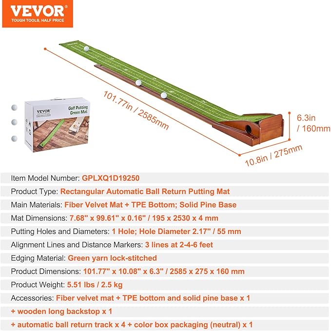 VEVOR Golf Putting Mat, Putting Green Indoor, Putting Matt for Indoors, Sports Spin n Putt Golf Game, Perfect Practice Putting Mat, Golf Putting Mats Practice Auto-Ball Return