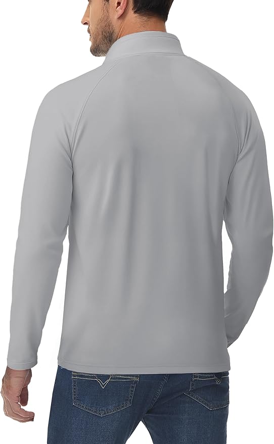 Boladeci Men's Quarter Zip Pullover Premium Fleece Lined Long Sleeve Golf Shirts Warm Hiking Shirts Lightweight Sweatshirts