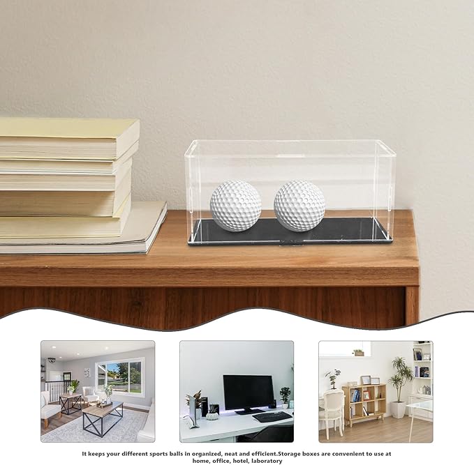 Wakauto Acrylic Golf Ball Display Case Dustproof Transparent Holder Compact Storage Box for Home and Office Decorative Softball Accessory