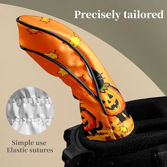 Golf Head Covers Leather Driver Headcover, Premium Golf Club Covers with Anti-Scratch Lining 1/3/5 Wood Head Covers for Golf Clubs for Women Men