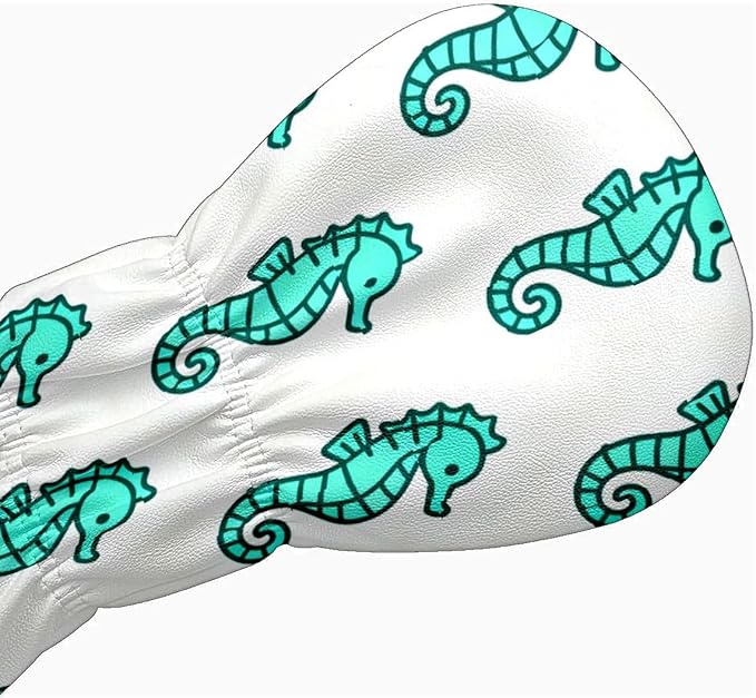 3 Pack PU Leather Golf Club Head Covers - Driver, Fairway Wood & Hybrid, Funny Golf Accessories, Ideal Golf Gift Colorful Line Seashell