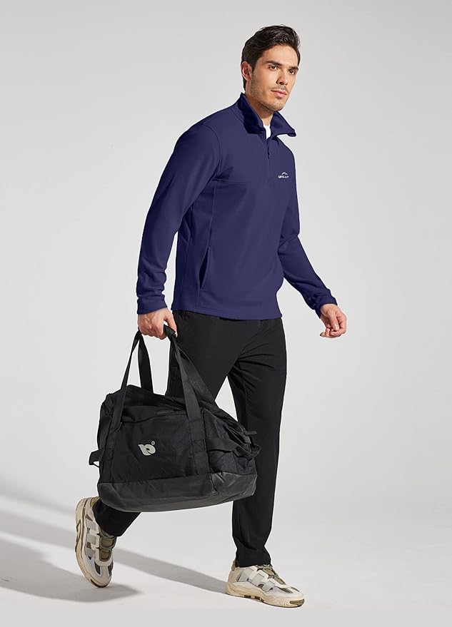 Willit Men's Winter Shirts Fleece Pullover with Pocket Quarter Zip Cold Weather Golf Hiking Casual Warm Shirts Long Sleeve