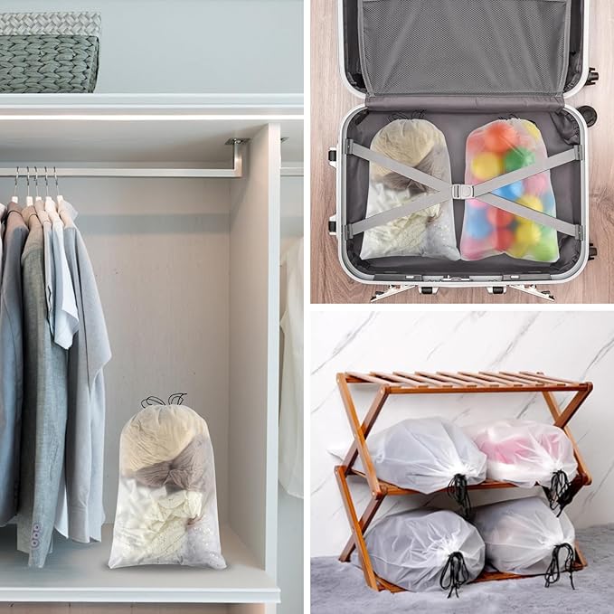 26 Pcs Shoe Bags for Travel，PLULON Clear Drawstring Travel Shoe Bags for Packing Waterproof Dustproof Shoes Organizer Pouch Travel Accessories Shoe Storage Bag for Women Men Portable Travel Essentials