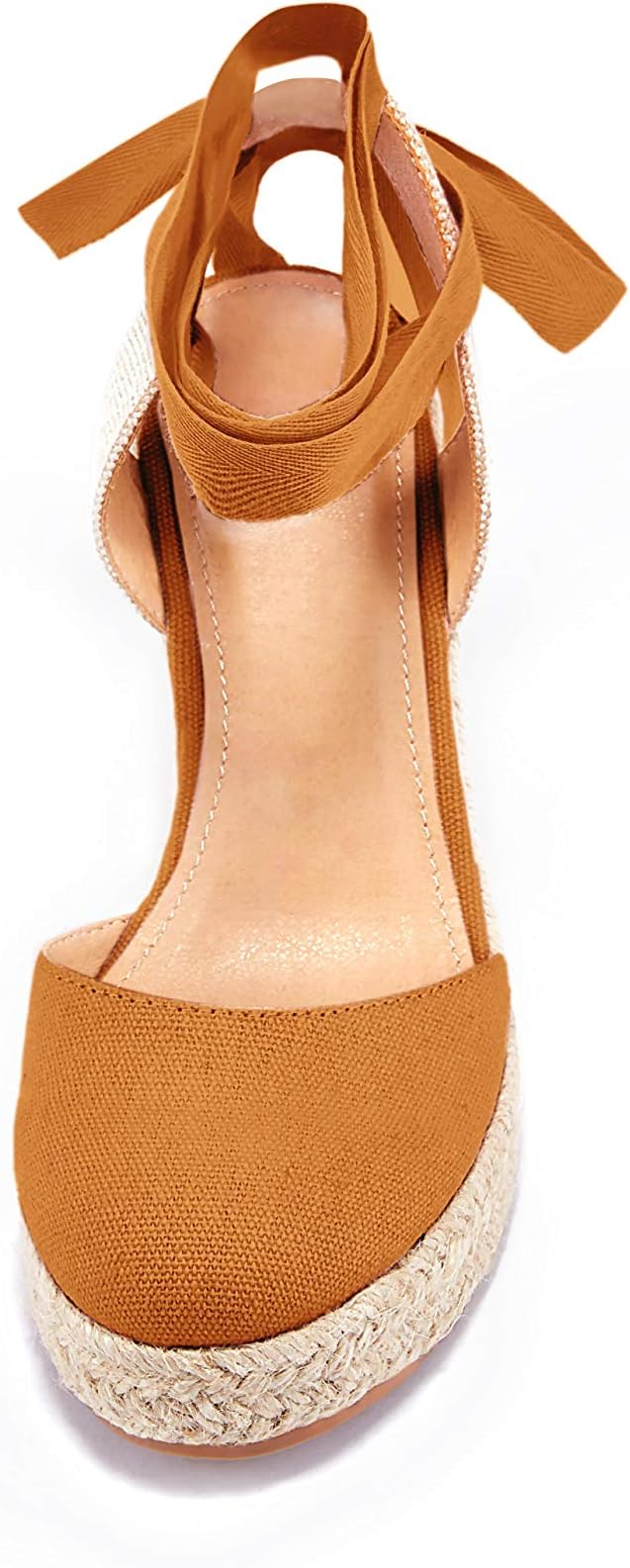 FISACE Womens Summer Espadrille Heel Platform Wedge Sandals Ankle Buckle Strap Closed Toe Shoes