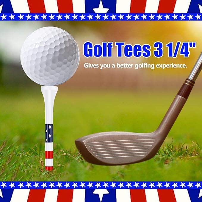 Dukars 3-1/4" Performance Golf Tees, Stars and Stripes, 100 Count
