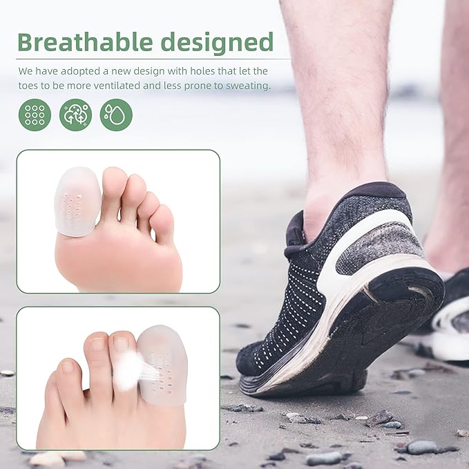 Big Toe Cap 10 Pcs, Breathable Toe Protector Toe Cover Sleeves with Holes, Provides Relief from Corns, Blisters,Reduce Friction(Transparent)