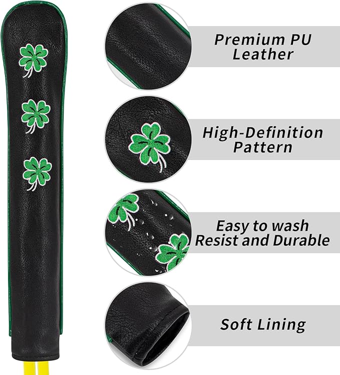 Golf Alignment Stick Cover Premium Leather Perfect Cover for Alignment Sticks Classic Blank Direction Rod Design Alignment Sticks Holder Golf Club Protector.