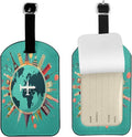 Funny Famous Landmarks Airplane Luggage Tag for Suitcases,Around World Map PU Leather Baggage Tags Bag Tags Travel Id Label for Luggage Women Men -1 Piece