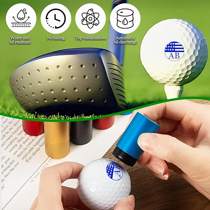 Custom Golf Ball Stamp Marker Personalized Golf Ball Name Logo Quick-Dry Self-Inking Stamper Golf Gift for Men Golfer Dad