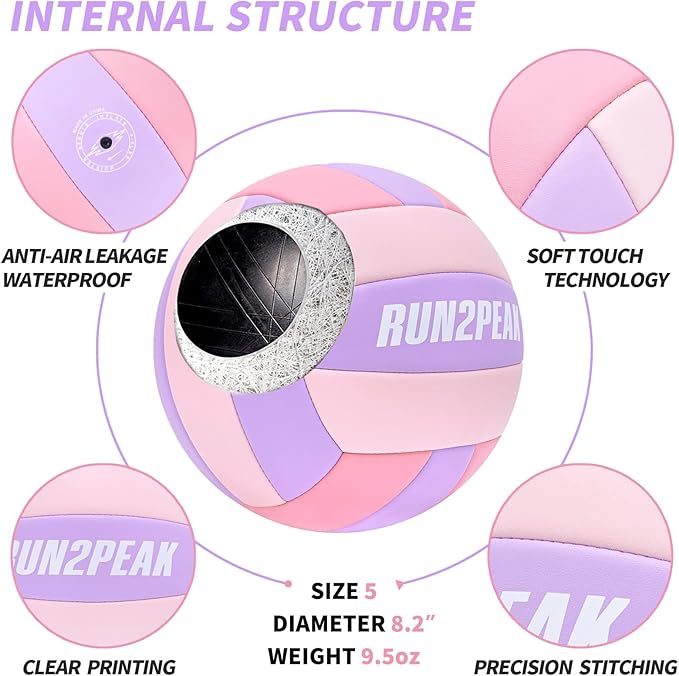 Soft Touch Volleyball Ball Gifts for Teen Girls Kids Youth Team Beginners Durable Volleyballs for Outdoor Indoor Beach Pool Water Play Official Size 5 Training Practice Volley Ball