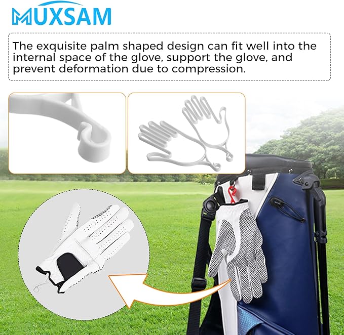 MUXSAM Golf Gloves Stretcher Holder Keeper Hanger Gloves Support Frame Golf Gloves Holder Rack Dryer Shaper Tool Accessories for Golfer Gloves Maintenance(1 Pair 2Pcs)