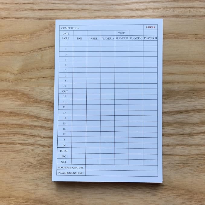 Golf Scorecards 20-Pack – Dual-Sided Tournament & Stats Tracking Score Card for 4 Players, USGA Size 3.9"x5.9", Premium White Paper – Ideal for Practice, Competitions & Gifts