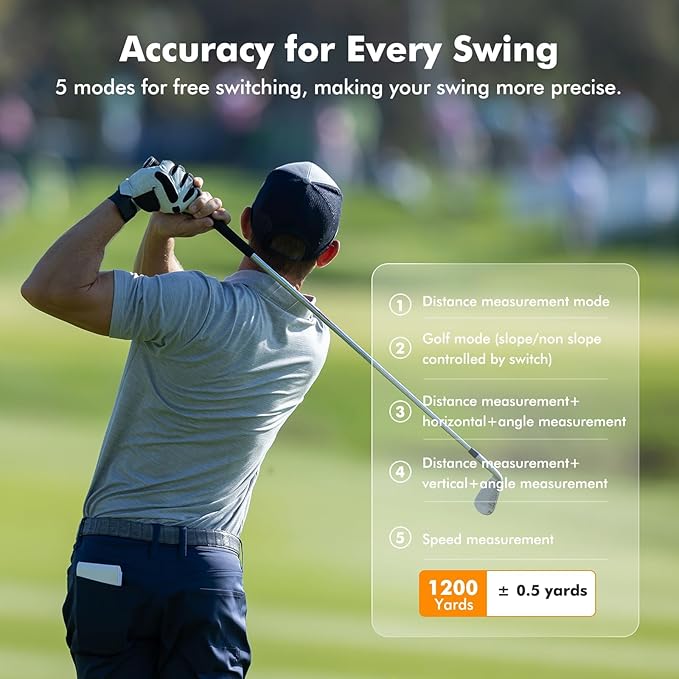 LAZYCAT Golf Rangefinder with Slope, 1200 Yards Laser Range Finder Golfing Dimmable, 7X Magnification, Flag Lock Vibration, Measure Speed, Rechargeable with Magnet